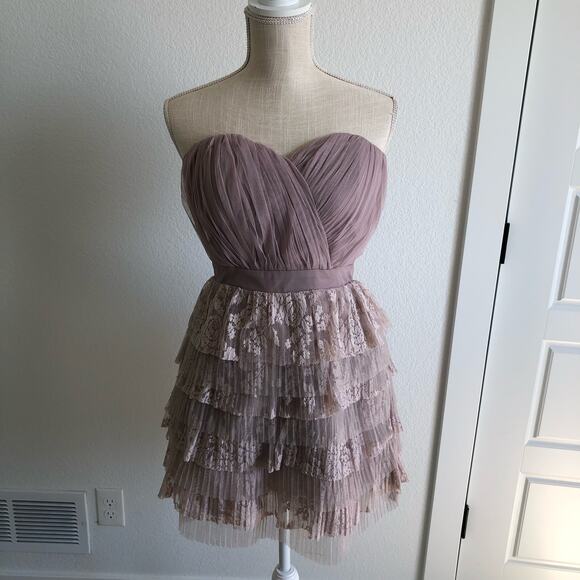 Little Mistress Mink Lace Sweetheart Mini Cocktail Dress - Sz 8 - Picture 1 of 4